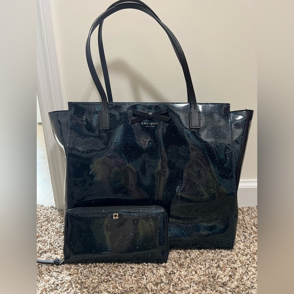 Kate Spade Shimmering Black Tote and Wallet Set